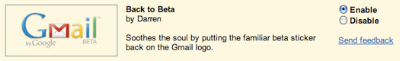 GMail Back to Beta Lab feature GMail Back to Beta Lab feature