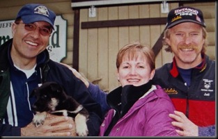 June 2001 - Photo op with Husky Puppy & Jeff Hood, Iditarod Champion