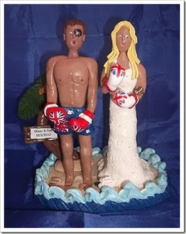 Thai boxer and bride wedding cake topper