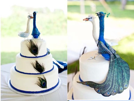 peafowl wedding cake toppers