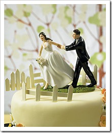 A Race to the Altar Couple Figurine Cake Topper