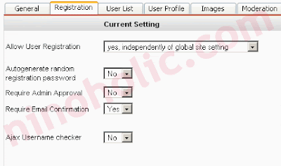Community Builder Registration Tab