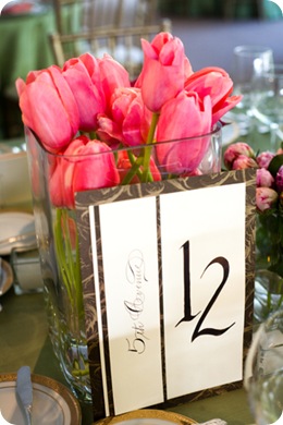 A Bryan Photo tulips table number closeup