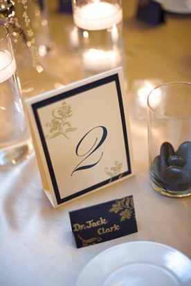 navy blue gold table number place card