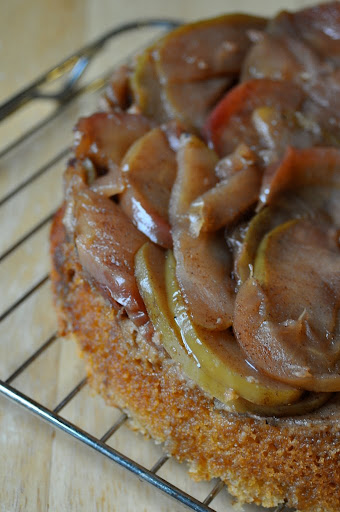 ruffles of apples on an almond base