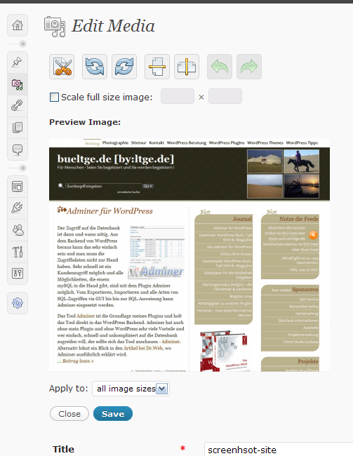 WordPress 2.9 Image Editor
