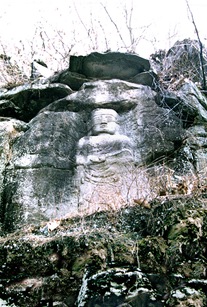 Gunwi Bodhisattva statue carved on rock surface in Bullo-ri 01