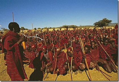 Maasai Initiates Receiving Blessings of Elders, Kenya, 1995
