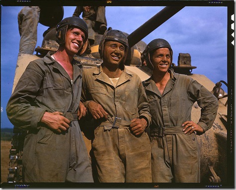 M-4 tank crews of the United States. Fort Knox, Kentucky, June 1942. Reproduction from color slide. Photo by Alfred T. Palmer. Prints and Photographs Division, Library of Congress