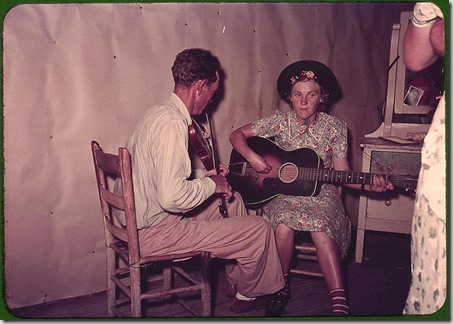 Orchestra at square dance. McIntosh County, Oklahoma, 1939 or 1940. Reproduction from color slide. Photo by Russell Lee. Prints and Photographs Division, Library of Congress Orchestra at square dance. McIntosh County, Oklahoma, 1939 or 1940. Reproduction from color slide. Photo by Russell Lee. Prints and Photographs Division, Library of Congress