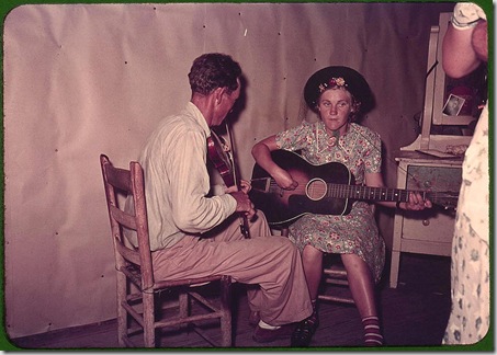 Orchestra at square dance. McIntosh County, Oklahoma, 1939 or 1940. Reproduction from color slide. Photo by Russell Lee. Prints and Photographs Division, Library of Congress