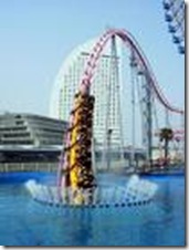 roller coaster going into water