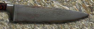 Back Damascus Variegated Surface of the Sakura Knife.