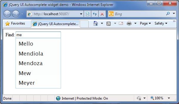 Autocomplete Output Autocomplete Output
