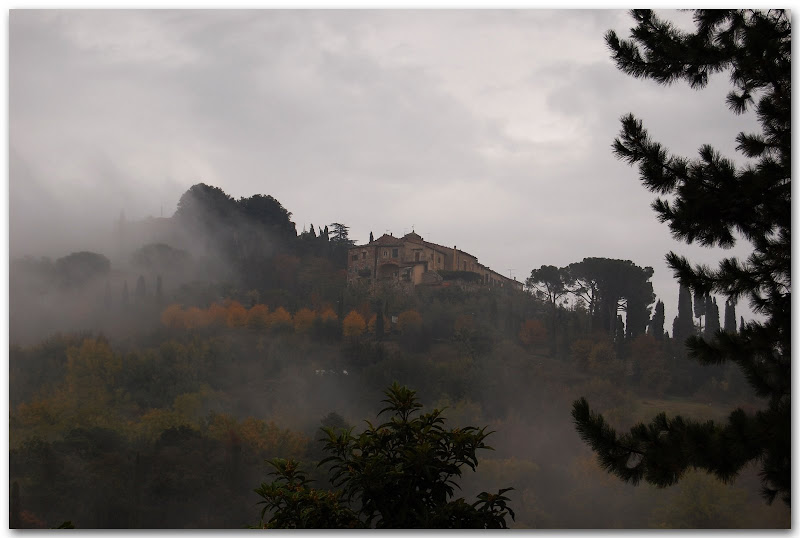 Cortona shrouded in fog