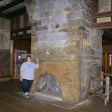holly in front of the fire place