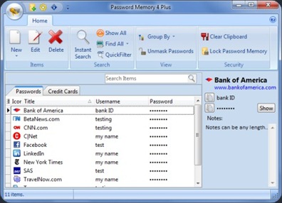Free Password and Credit Card Info Secure Manager