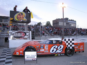 #62 Lloyd Ritchie with heat race win at Sauble Speedway, June 19, 2010