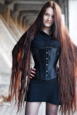 Woman Long Hair With Sexy Corset Costume