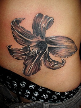 black flower tattoo design, rare tattoo design