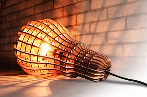 電球型レーザーカッティングランプ [Laser cut plywood lamp] + monogocoro