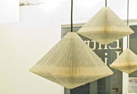 古本から見事な照明(handmade paper lights)