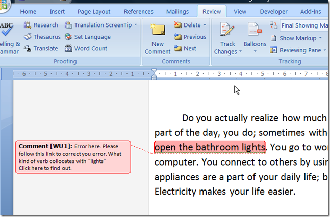 highlighting the error highlighting the error