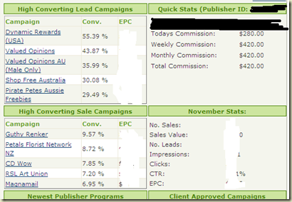 Affilate pay out commision amounts