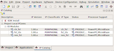 XPS IP Catalog tab showing the custom peripherals.