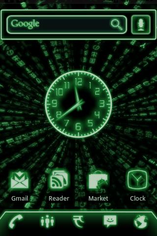 Green Glow Code Clock Widget