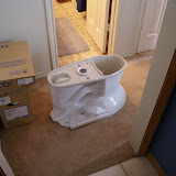 Our new toilet. You have to aim for that little hole in the middle...oh wait, no it is upside down...whew!