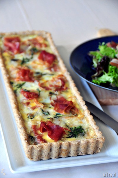 Spinach-Brie and Prosciutto Tart with Pecan Crust
