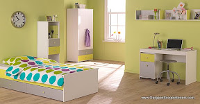 Grey, White and Green color combination, Beds with storage Space, Almirah, Study Table &amp; Show case. For a kid between the age group of 12 to 18.