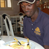  &ndash; James looking at his Eggs Benedict and wondering why anyone would ever eat such a food.…. © 2007 NHA Photos