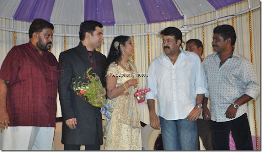 Super star Mohanlal in Navya Nair wedding reception photos.
