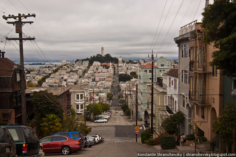 USA California San Francisco Downtown Telegraph Hill США Калифорния Сан Франциско Центр Даунтаун Телеграф Хилл Холм