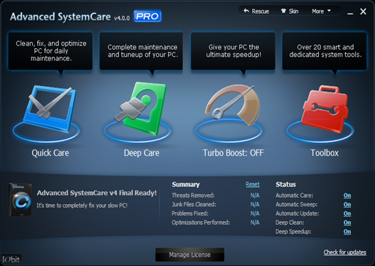 Advanced Sytem Care 4 - Interface 0