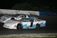 #1 Gord Bennett in feature race action at Peterborough Speedway, September 5, 2009