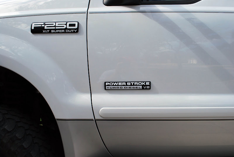 Custom Powerstroke Diesel Truck Decal Sticker - 7.3L / 6.7L, Soot Crew Cab Super Duty - Glossy White Vinyl For Windshield - View #6