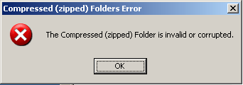 The Compressed (zipped) Folder is invalid or corrupted.