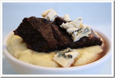 Short Ribs Braised in Red Wine with Creamy Polenta and Blue Cheese