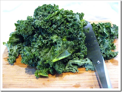 chopping kale