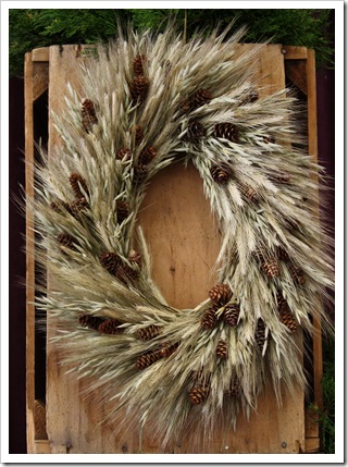 wheat pinecone wreath