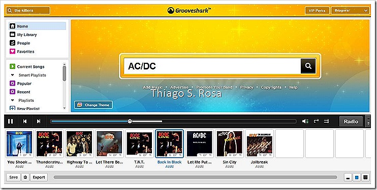 Novo layout do Grooveshark