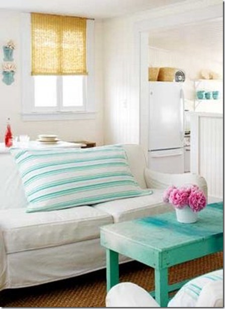 white and turquoise decor