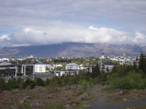 Looking north towards Mt. Esja from the Perlan's nature trail.