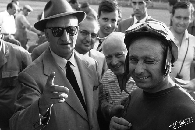 Энцо Феррари и Хуан-Мануэль Фанхио Италия 1956