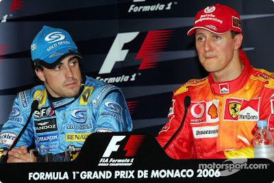 Фернандо Алонсо и Михаэль Шумахер на пресс-конференции Гран-при Монако 2006