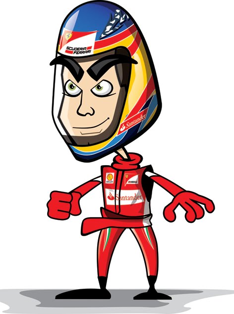 карикатура Фернандо Алонсо в сезоне 2011 в шлеме