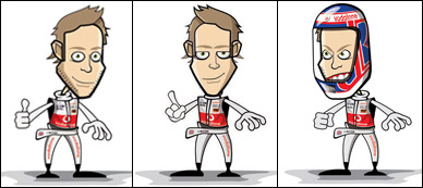 три карикатуры Дженсона Баттона McLaren 2011 от Marchesi Design
